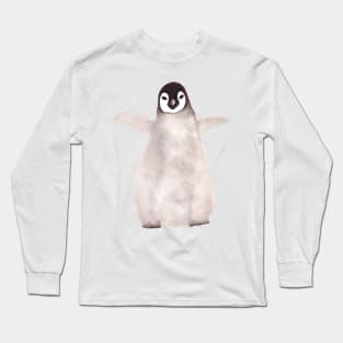 Ink Painted Penguin Chick Long Sleeve T-Shirt